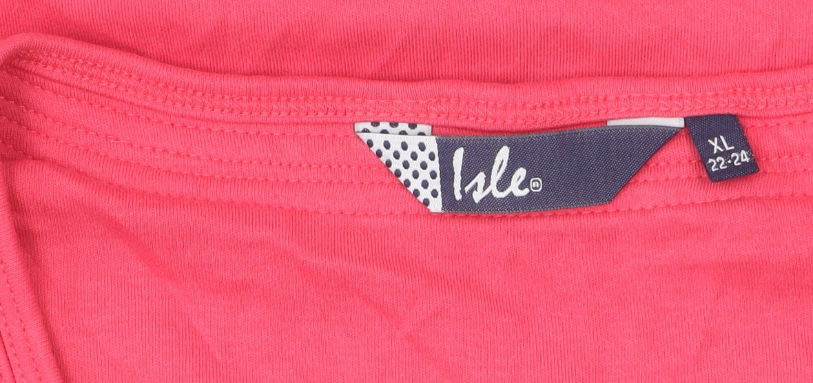 Isle Women's Pink XL Tank Top Round Neck Cotton