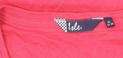 Isle Women's Pink XL Tank Top Round Neck Cotton