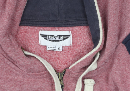 Label J Men's Red Full Zip XL Hoodie with Hood