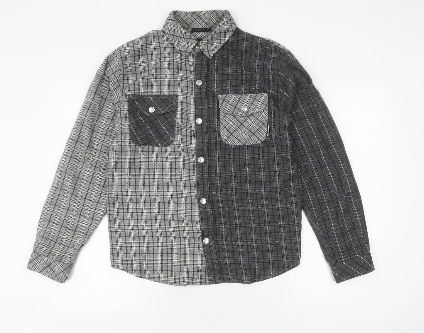 The Wiz Men's Grey Check Button-Up Shirt Size M