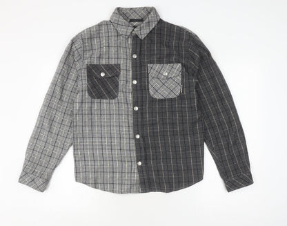 The Wiz Men's Grey Check Button-Up Shirt Size M