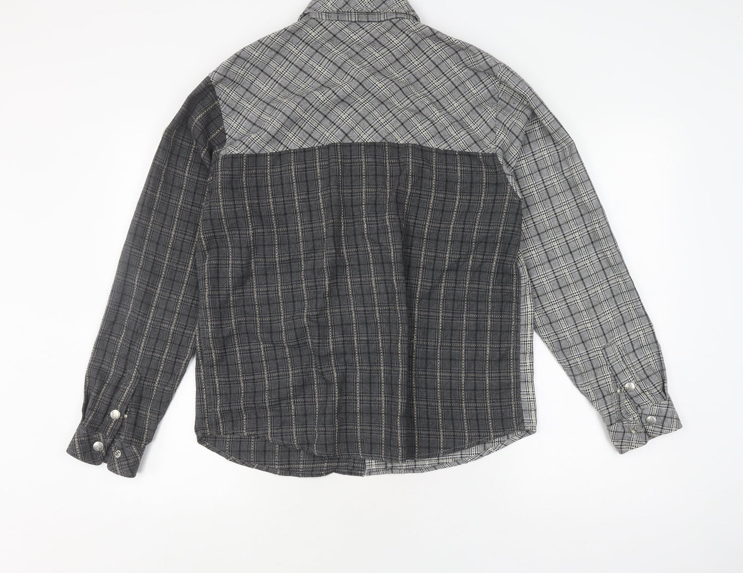 The Wiz Men's Grey Check Button-Up Shirt Size M