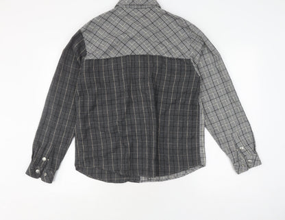 The Wiz Men's Grey Check Button-Up Shirt Size M