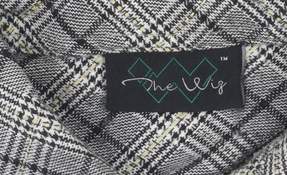 The Wiz Men's Grey Check Button-Up Shirt Size M