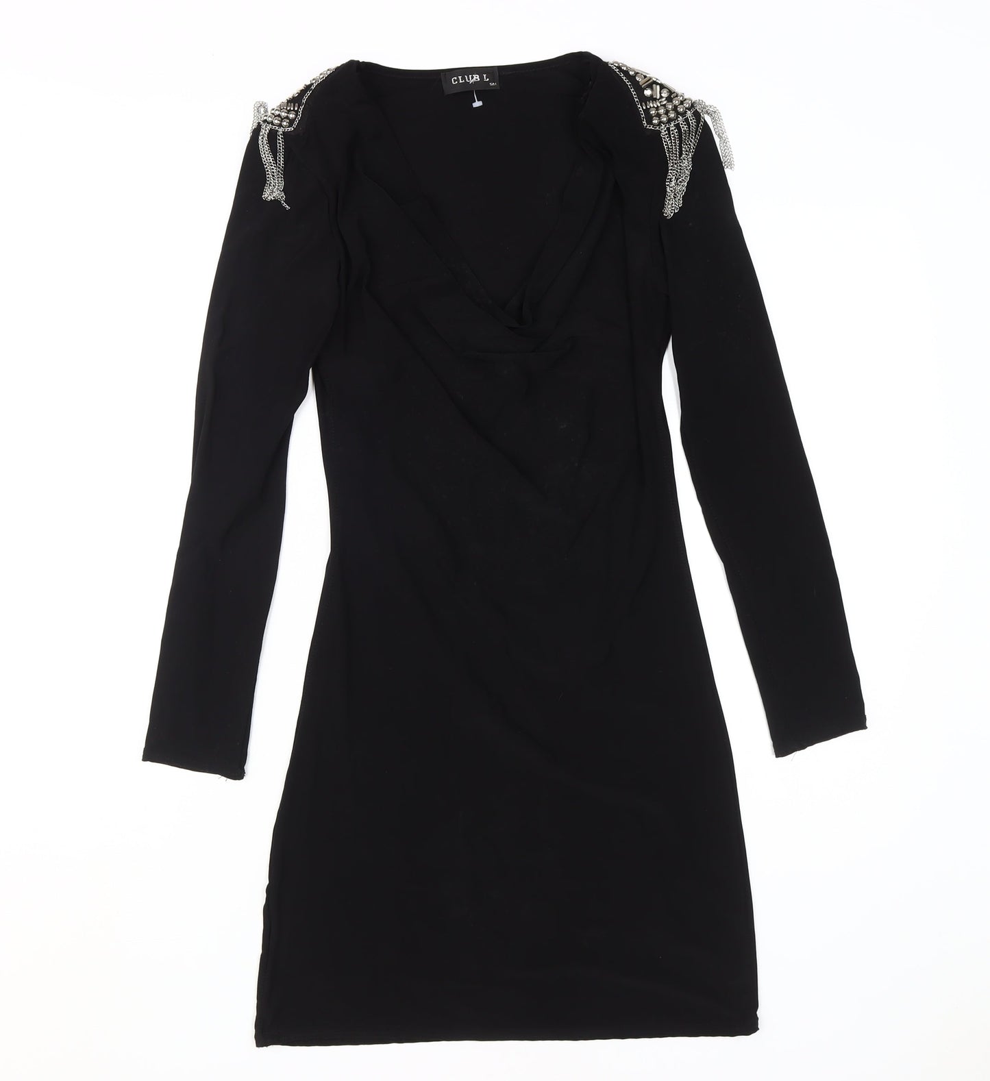 Club L Women's Black Bodycon Dress S Beaded Party