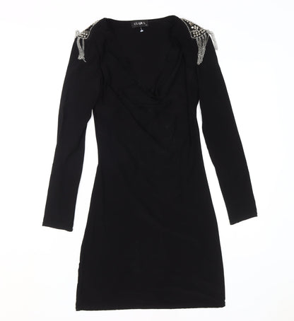 Club L Women's Black Bodycon Dress S Beaded Party