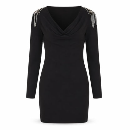 Club L Women's Black Bodycon Dress S Beaded Party