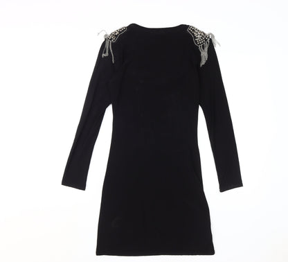 Club L Women's Black Bodycon Dress S Beaded Party