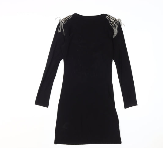 Club L Women's Black Bodycon Dress S Beaded Party