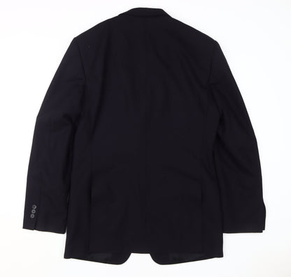 Disley Men's Black Wool Blazer, Size 42 Long Jacket