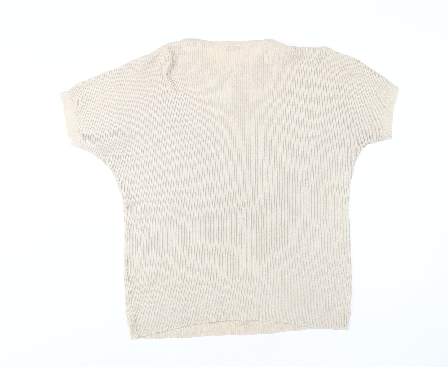 Kiss Collection Women Beige Studded Knit T-Shirt XL