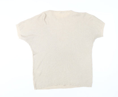 Kiss Collection Women Beige Studded Knit T-Shirt XL