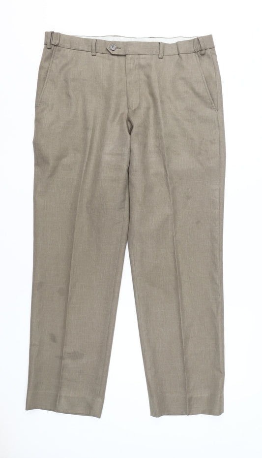 Marks and Spencer Men's Beige Trousers L Classic