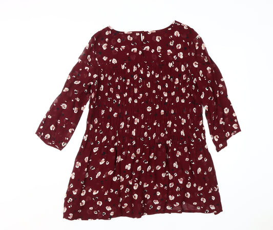 Womens UK Size 12 NEXT Red Tunic Blouse