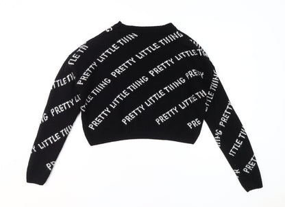 Womens UK Size S PRETTYLITTLETHING Black Pullover Jumper