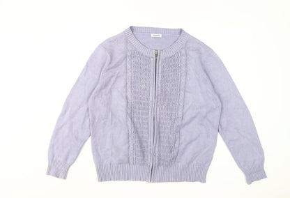 Damart Women's Purple Full Zip Knit Jumper Size 16