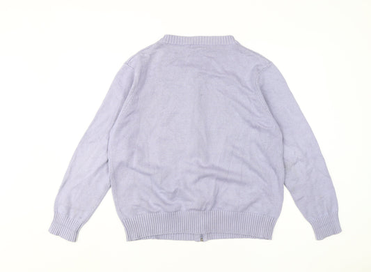 Damart Women's Purple Full Zip Knit Jumper Size 16