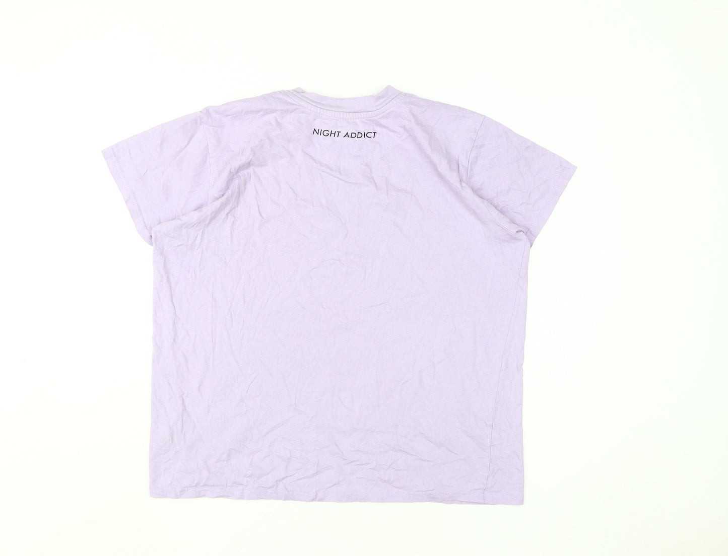Womens UK Size XS Night Addict Purple Basic T-Shirt