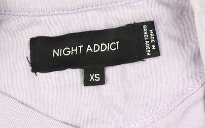 Womens UK Size XS Night Addict Purple Basic T-Shirt