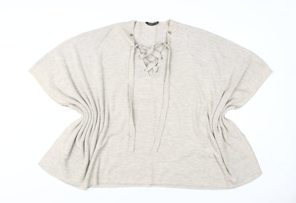 Womens UK Size M Stradivarius Beige Cape Jumper