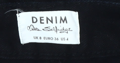 Miss Selfridge Black Crochet Denim Shorts - Women Size 8