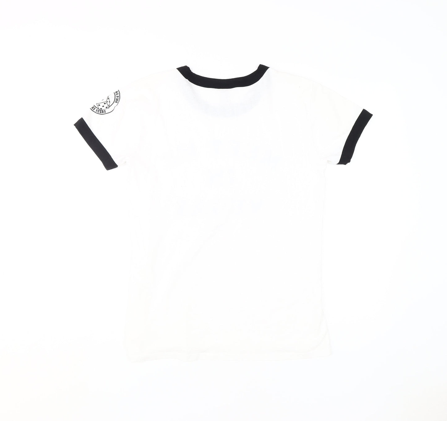 Womens UK Size S PINK White Ringer T-Shirt