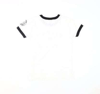 Womens UK Size S PINK White Ringer T-Shirt
