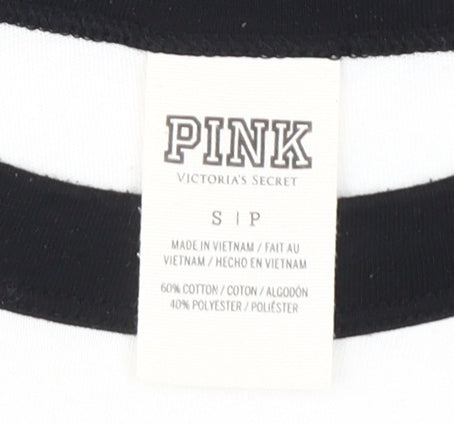 Womens UK Size S PINK White Ringer T-Shirt