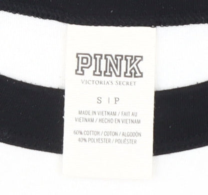 Womens UK Size S PINK White Ringer T-Shirt