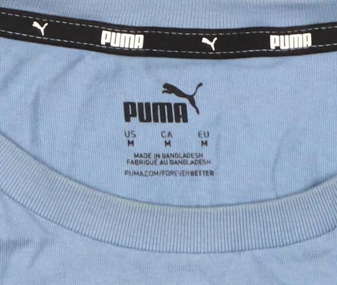 Puma Men's Blue Crew Neck Logo T-Shirt Medium