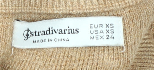 Womens UK Size XS Stradivarius Beige Pullover Jumper