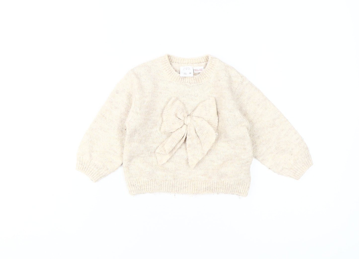Zara Unisex Baby Beige Pullover Jumper 18-24 Months