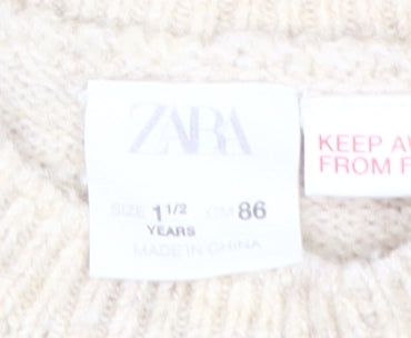 Zara Unisex Baby Beige Pullover Jumper 18-24 Months