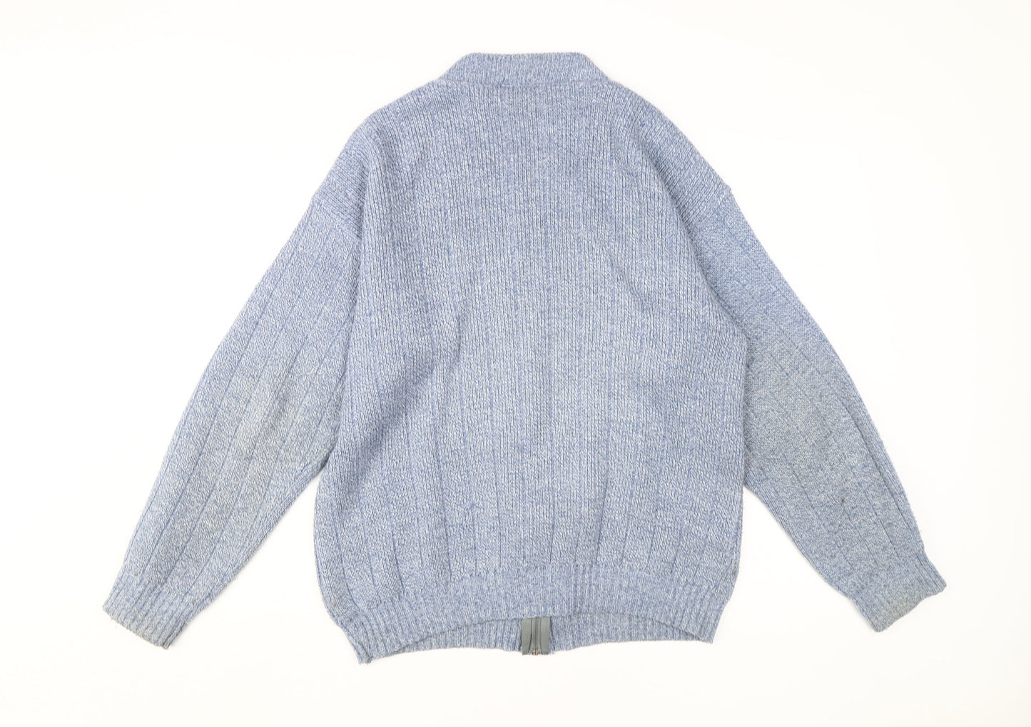 Menswear Men's Blue Medium Full Zip Cardigan