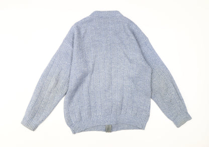 Menswear Men's Blue Medium Full Zip Cardigan