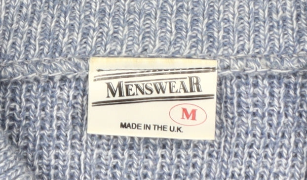 Menswear Men's Blue Medium Full Zip Cardigan