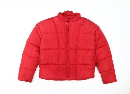 Womens UK Size XS PRETTYLITTLETHING Red Puffer Jacket