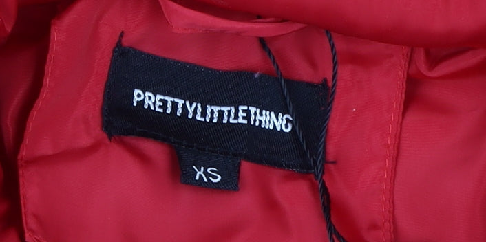 Womens UK Size XS PRETTYLITTLETHING Red Puffer Jacket