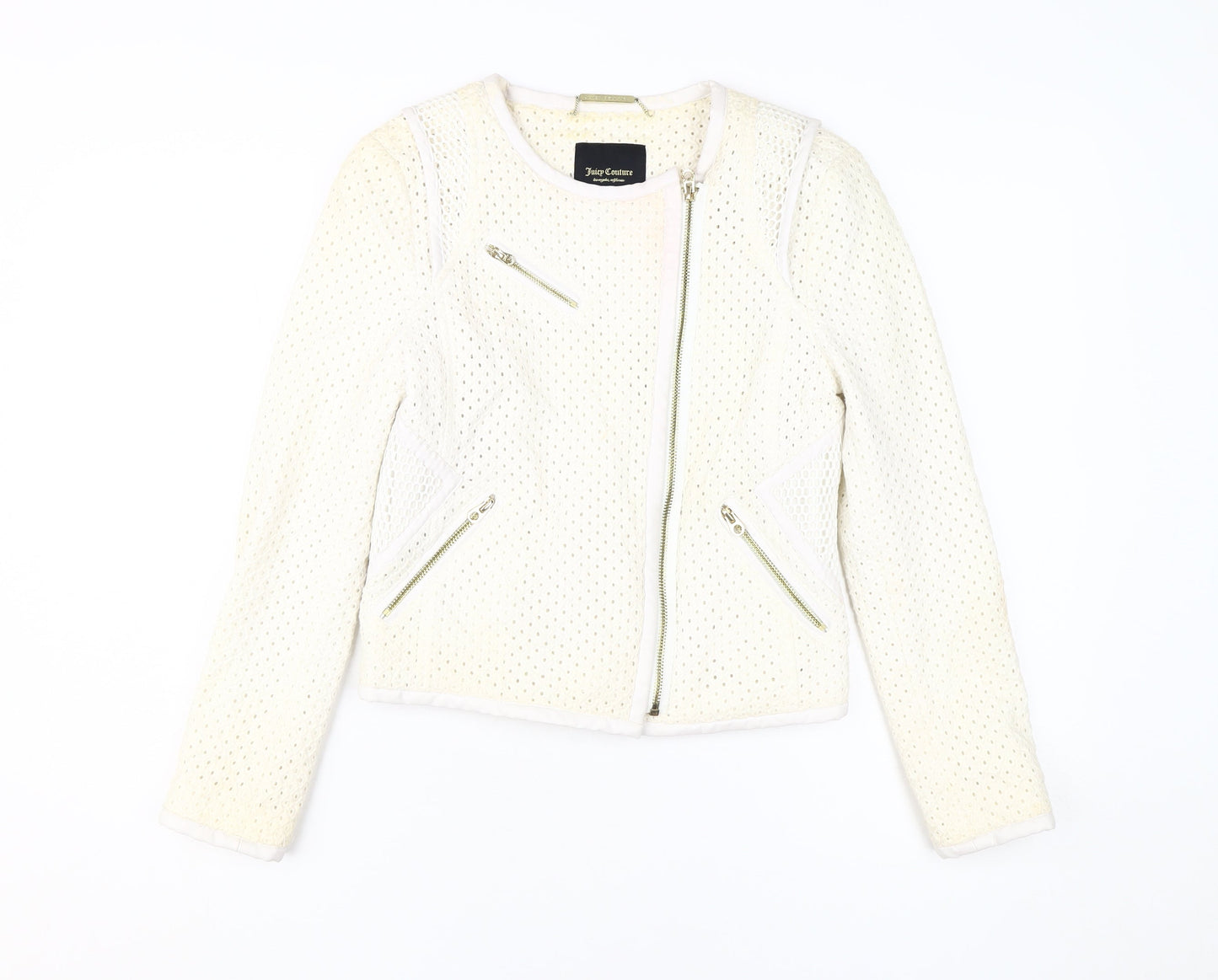 Juicy Couture Women's White XS Cotton Moto Jacket