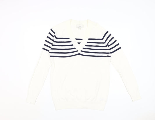 Next Women's White Striped Pullover Jumper Size 12