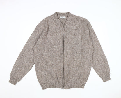 Bellisimo Men's Brown XL Full Zip Jumper Knitwear
