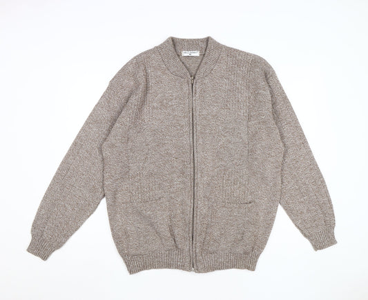 Bellisimo Men's Brown XL Full Zip Jumper Knitwear