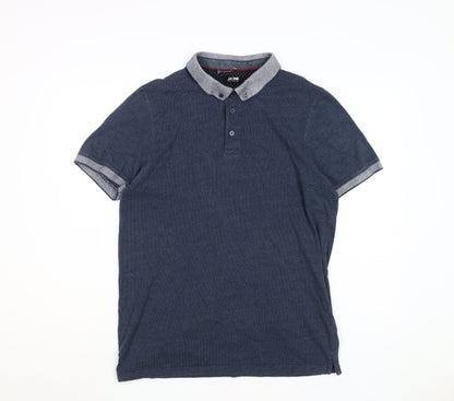 Jacamo Men's Blue Polo Shirt M Cotton Short Sleeve