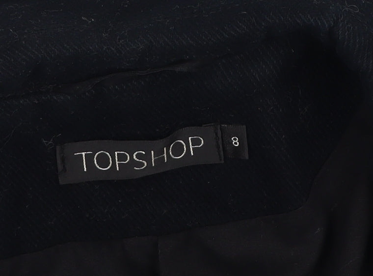 Womens UK Size 8 Topshop Black Overcoat