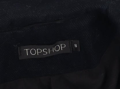 Womens UK Size 8 Topshop Black Overcoat