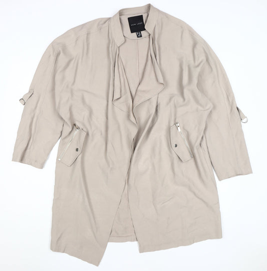 New Look Women's Beige Mid-Length Coat Size 10