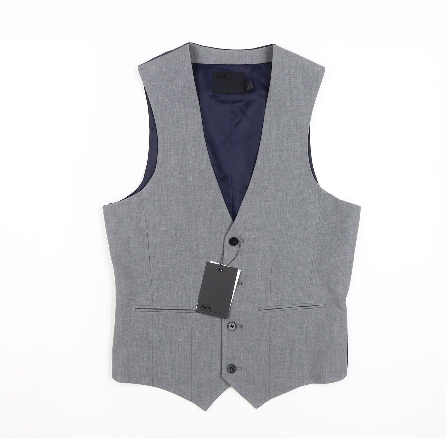 ASOS Men's Grey Suit Waistcoat, Size 36, Formal Style