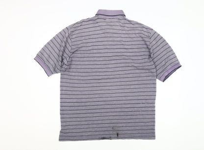 St John's Bay Men's Purple Striped Polo Shirt, Size M