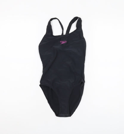 Speedo Girls Black One Piece Swimsuit, Size 14 Years, Lightweight