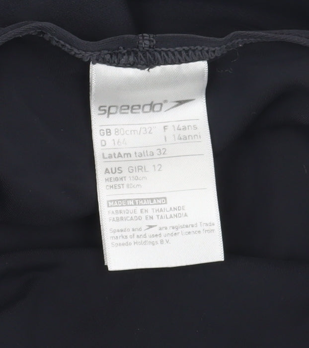 Speedo Girls Black One Piece Swimsuit, Size 14 Years, Lightweight